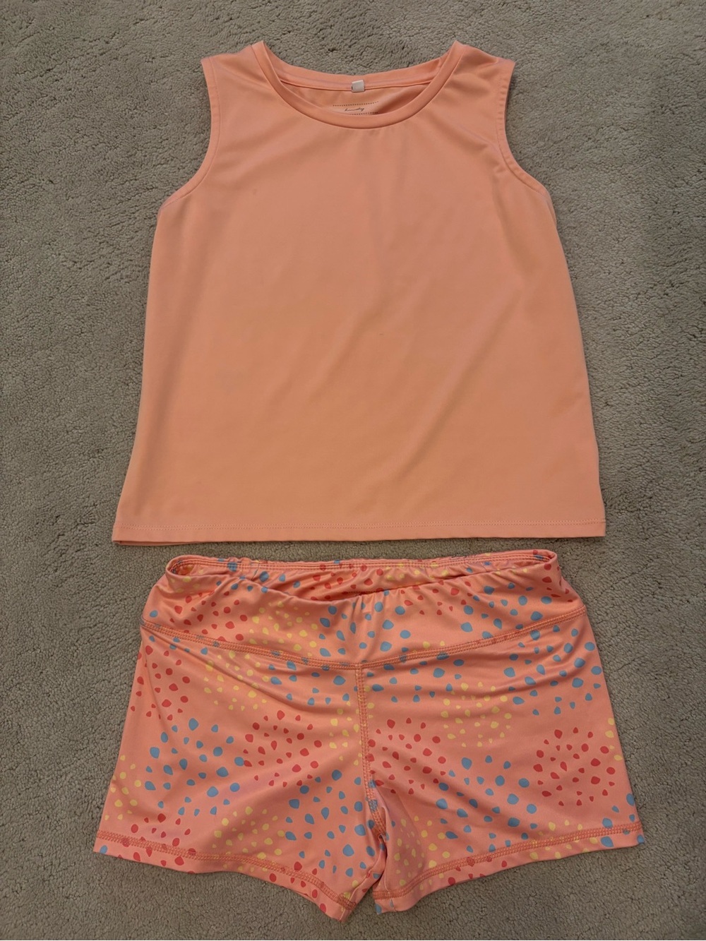 Honesty brand Big Girl’s Peach Coral Tank Shorts Athletic Play Set Preppy XL